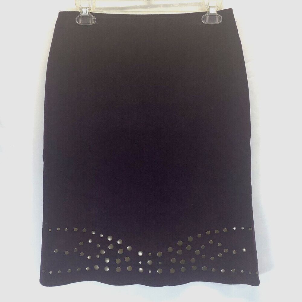 Nanette Lepore Women's Sz 6 Lined Skirt Corduroy Purple Knee Length Rivet Detail